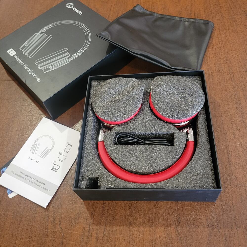 Cowin E7 Active Noise Cancelling Bluetooth Over-Ear Red New Open box